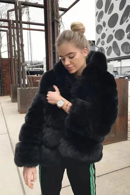 S / color13 Hot selling winter plus size women's clothing faux fur fox coat jacket faux fur coat