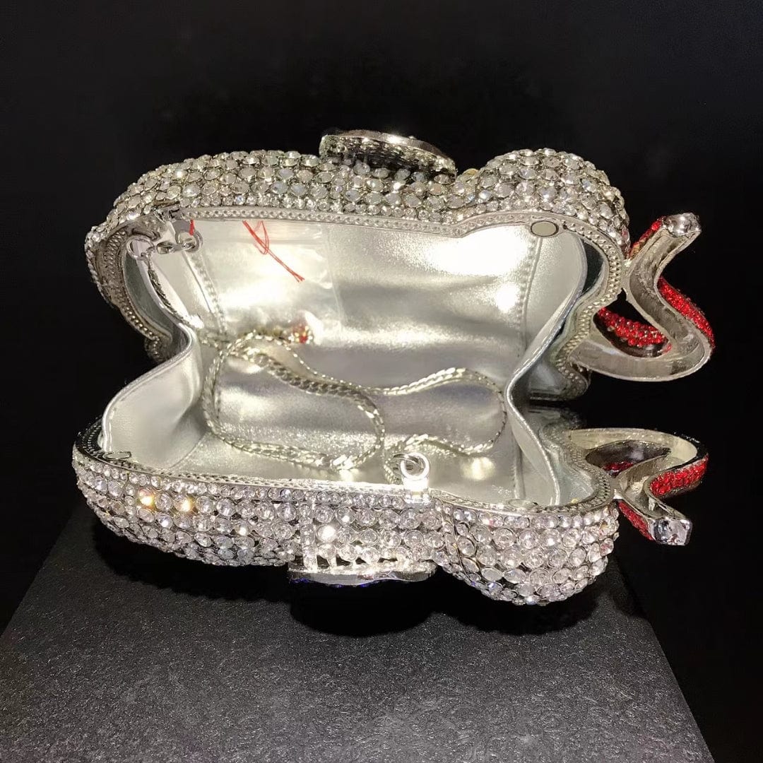S / Cream 2022 New Design Animal Prints Crystal Elephant Purse Crystal Clutch Bag Wedding Party Clutches Purse Handbag Luxury Purse