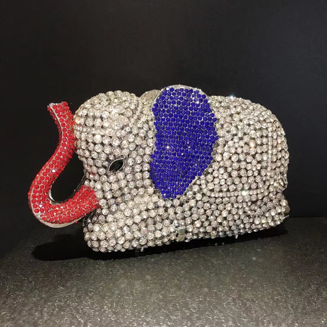 S / Cream 2022 New Design Animal Prints Crystal Elephant Purse Crystal Clutch Bag Wedding Party Clutches Purse Handbag Luxury Purse