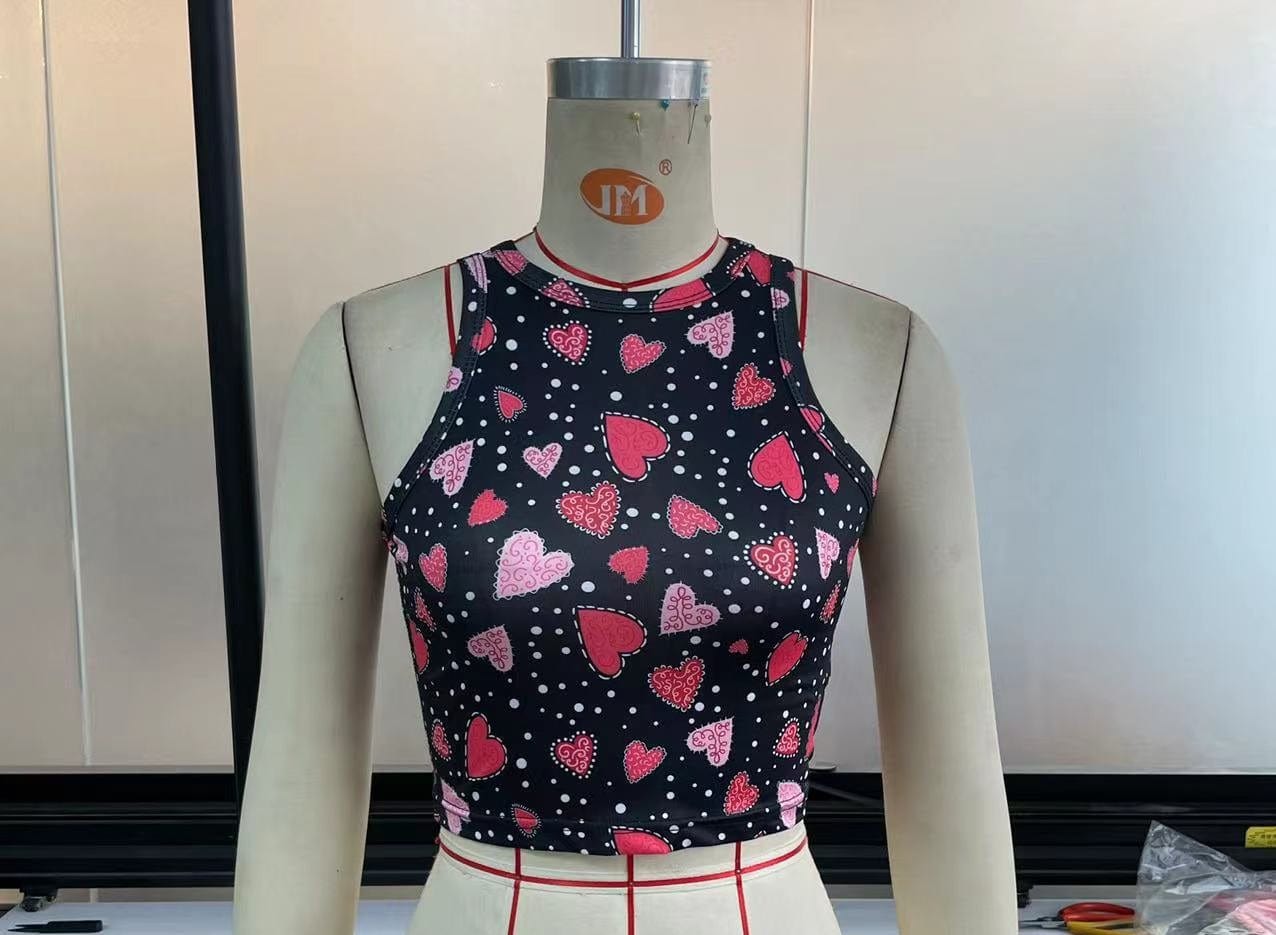 S / E Cheap Summer Girls Y2K Cute Crew Neck Womens Workout Crop Tank Tops Sexy Graphic Print Sleeveless Tank Top Women Vest