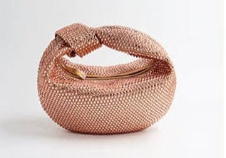 S / Golden 2022 New Half Moon Knot Crystal Purse Evening Clutch Bag Famous Brand Luxury Evening Wedding Bridal Purse