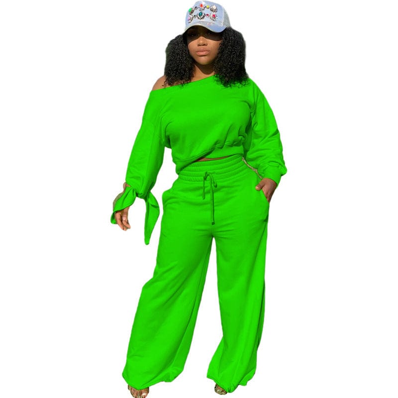 S / Green Fashion Plus Size Clothes 2022 Winter Casual Women's Sweater Cotton Pants Set Tracksuits Two Piece Sets For Women