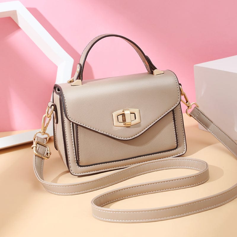 S / Khaki 2022 Fashion commuting all-match leather women handbags twist buckle cross-body bag shoulder bag woman bags handbags