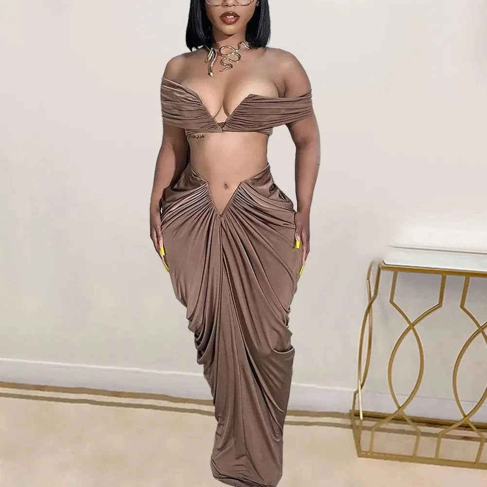 S / Khaki 2023 summer clothes sexy floor-length tube party long dresses for woman xl xxl