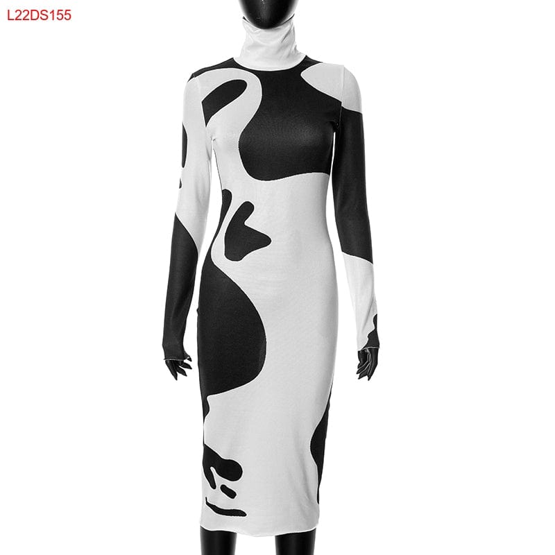 S / L22DS155 Multi Color Bomblook L22DS155 New Patchwork Fashion Fall Party Dresses Women Bodycon Long Dresses