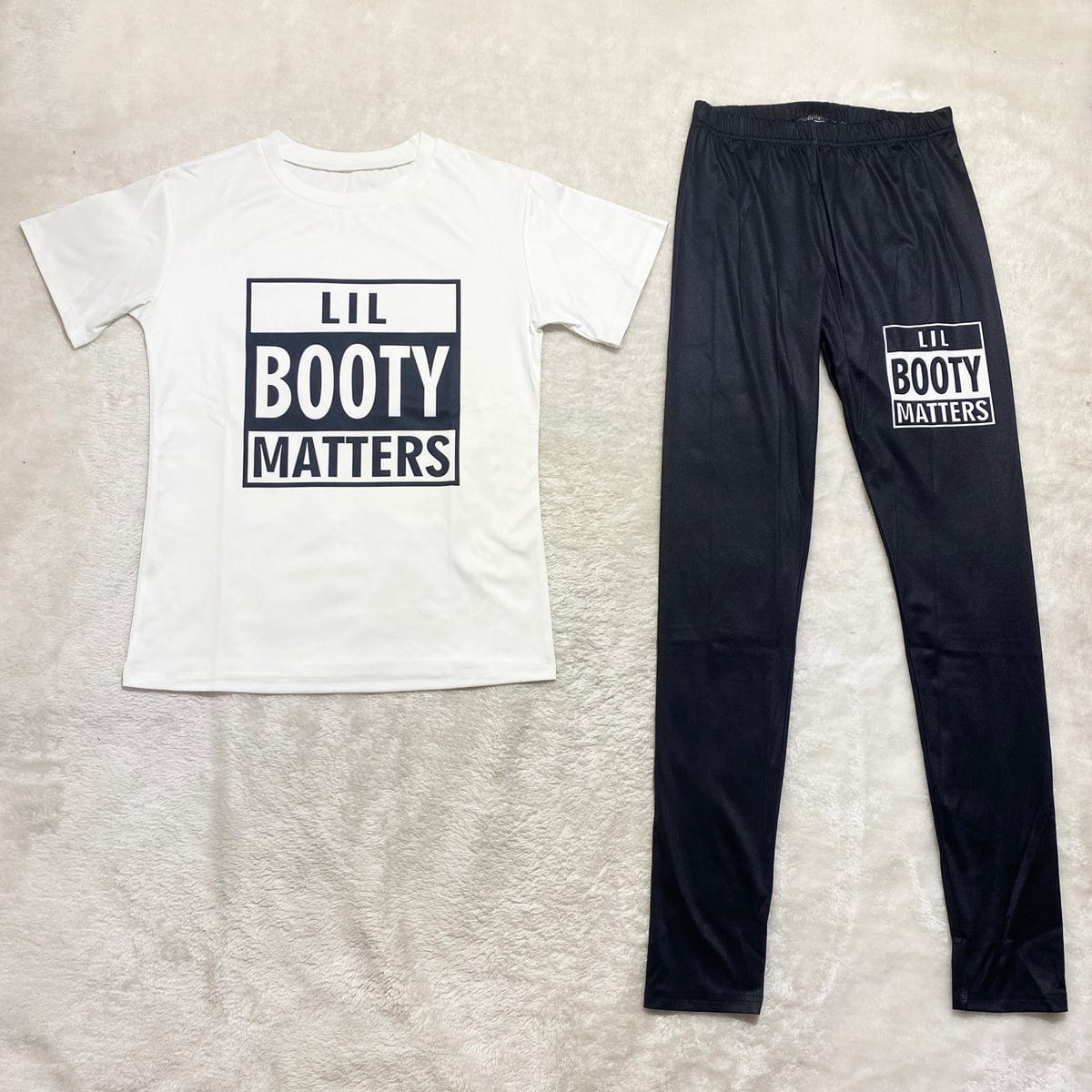 S / L287155-1 Custom Short Sleeve T Shirt Biker Shorts Set Workout Solid Color Women Summer Two Piece Outfits Set