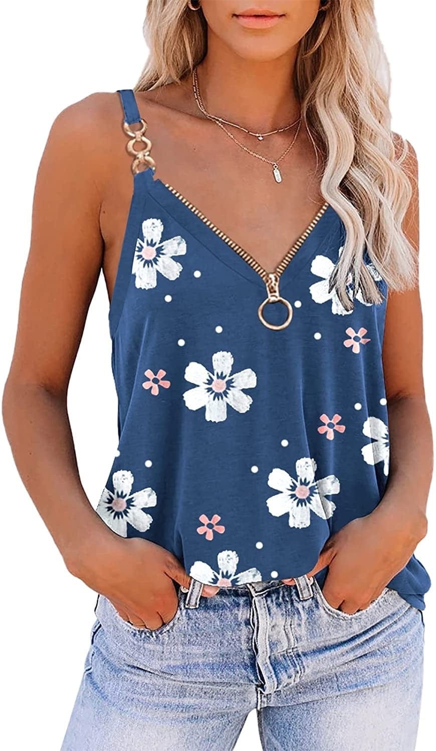 S / Lavender Summer Clothes 2023 Digital Print Large V-neck Suspender Vest Plus Size Summer Tops Ladies Tops