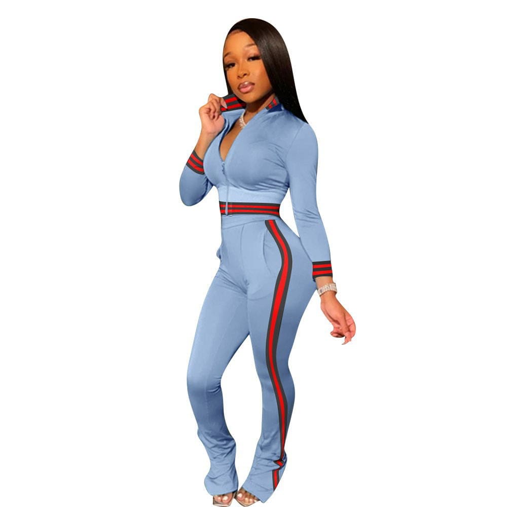 S / Light Blue New Arrival Plus Size Women Sweatsuit Set Winter Jogger Suits Sports Women Tracksuit Jogger Pants Set Casual Two Piece Pants Set