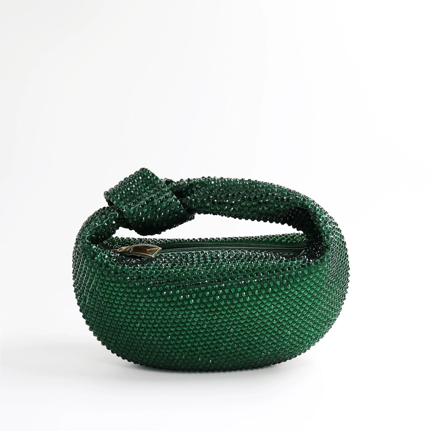 S / Light Green 2022 New Half Moon Knot Crystal Purse Evening Clutch Bag Famous Brand Luxury Evening Wedding Bridal Purse