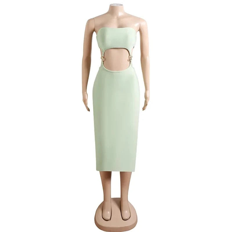 S / MINT SB2636 Kimshein Fashion Women Clothing Celebrity Bandage Dress Store Sexy Solid Women Midi Dress