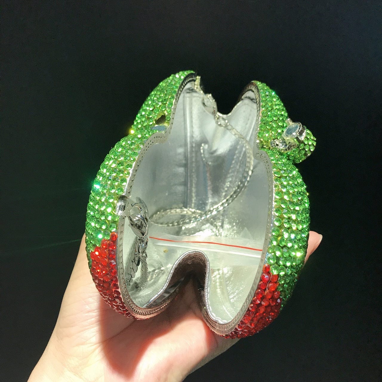S / Red 2022 New Arrival Strawberry Fuit Shaped Clutch Bag Jeweled Clutch Purse Crystal Prom Handbag Evening Purse For Wedding