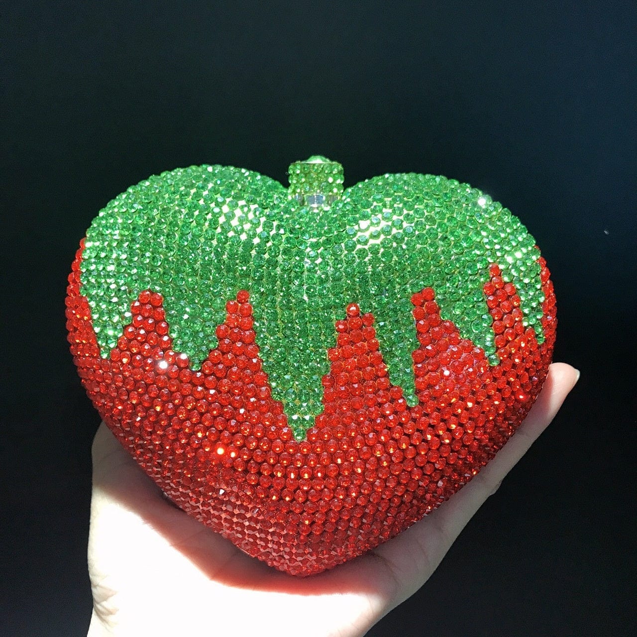 S / Red 2022 New Arrival Strawberry Fuit Shaped Clutch Bag Jeweled Clutch Purse Crystal Prom Handbag Evening Purse For Wedding