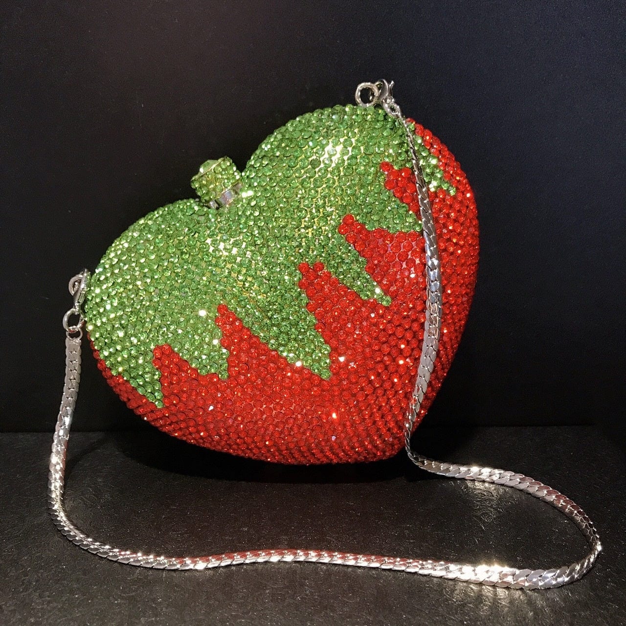 S / Red 2022 New Arrival Strawberry Fuit Shaped Clutch Bag Jeweled Clutch Purse Crystal Prom Handbag Evening Purse For Wedding