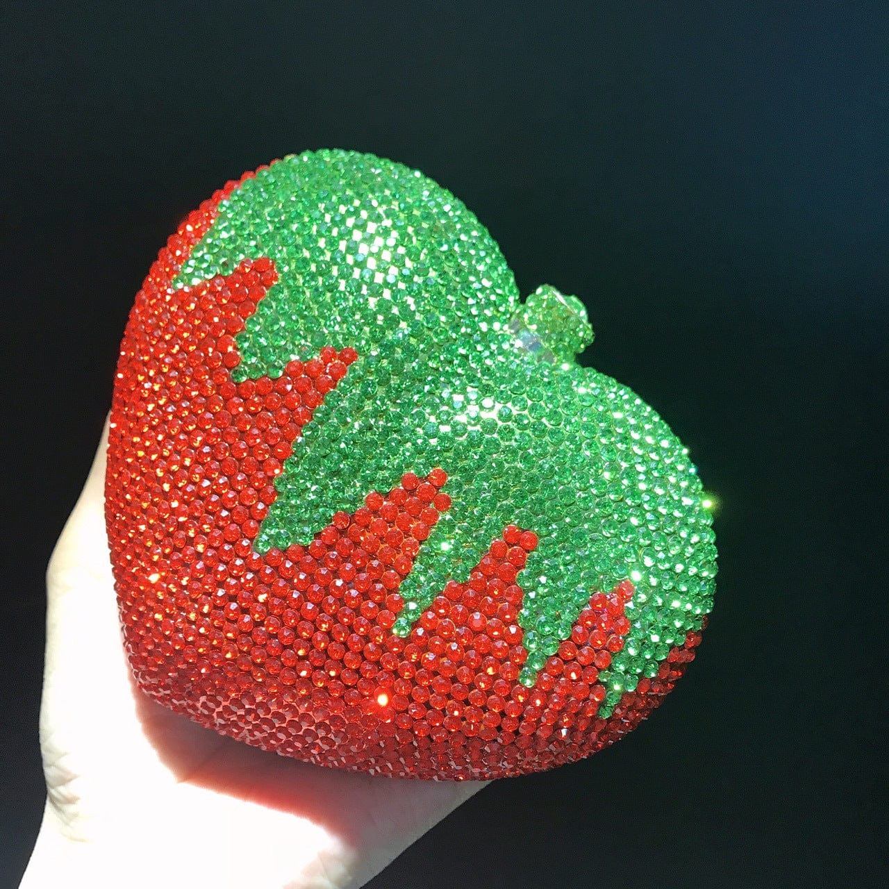 S / Red 2022 New Arrival Strawberry Fuit Shaped Clutch Bag Jeweled Clutch Purse Crystal Prom Handbag Evening Purse For Wedding