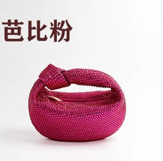 S / Red 2022 New Half Moon Knot Crystal Purse Evening Clutch Bag Famous Brand Luxury Evening Wedding Bridal Purse