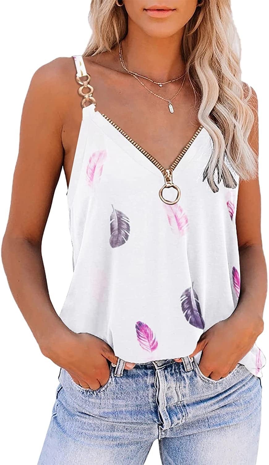 S / Rose Madder Summer Clothes 2023 Digital Print Large V-neck Suspender Vest Plus Size Summer Tops Ladies Tops