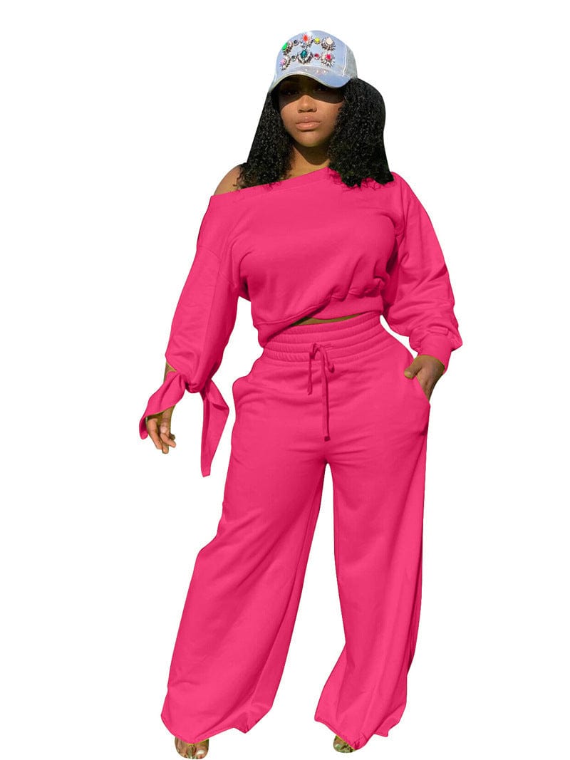 S / Rose Pink Fashion Plus Size Clothes 2022 Winter Casual Women's Sweater Cotton Pants Set Tracksuits Two Piece Sets For Women