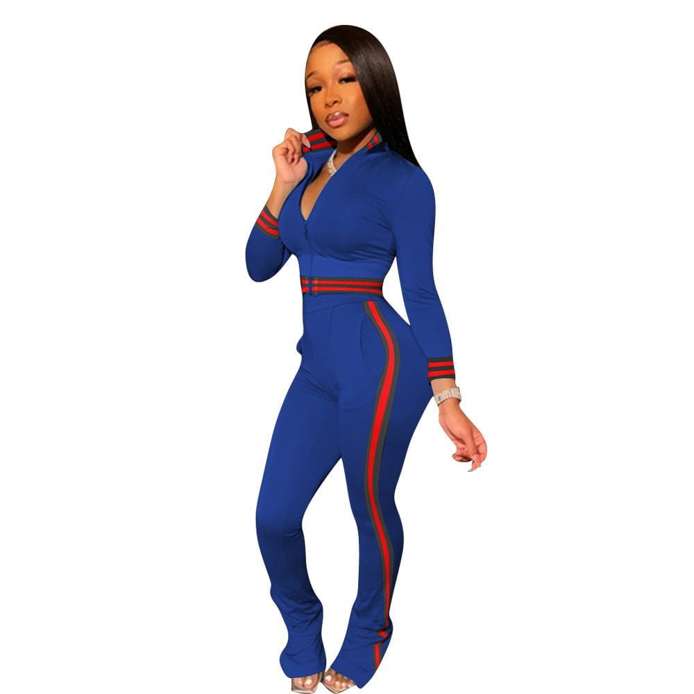 S / Royal blue New Arrival Plus Size Women Sweatsuit Set Winter Jogger Suits Sports Women Tracksuit Jogger Pants Set Casual Two Piece Pants Set