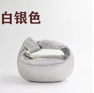 S / silver 2022 New Half Moon Knot Crystal Purse Evening Clutch Bag Famous Brand Luxury Evening Wedding Bridal Purse