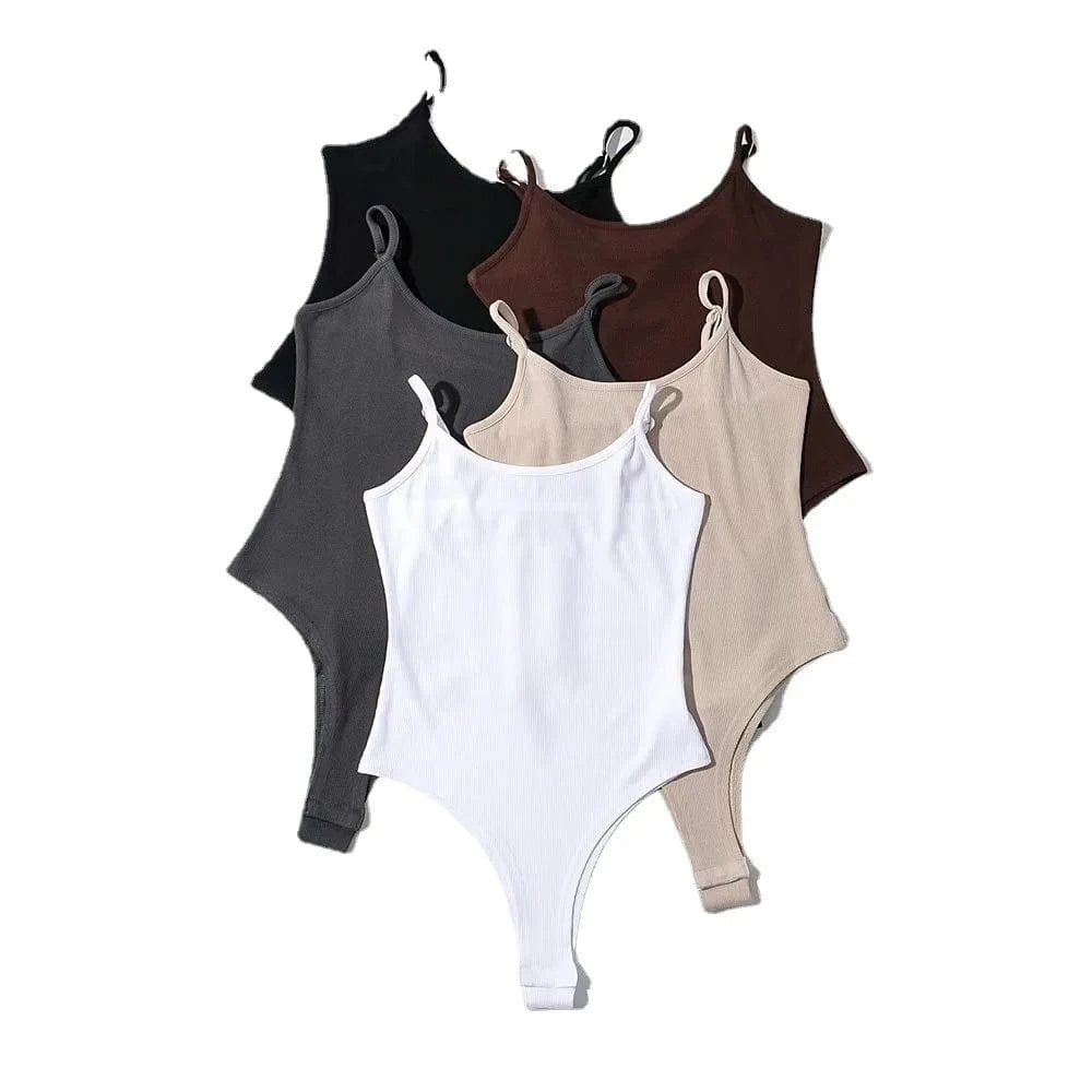 S to 3XL Custom logo Rib StretchTriangle shape wear jumpsuit Adjusted strap V neck sling onesie female bodysuit