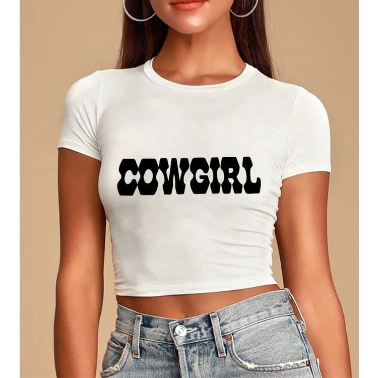 S / White-T09-552755 High Quality Round Collar Customized Printed Crop Top Lady 100% Polyester Women Cropped T-shirt