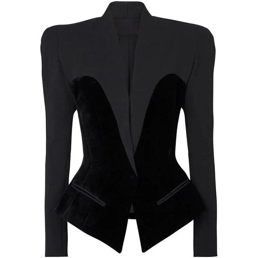 S-XXL Fashion Slim Fit Structure Silhouette Spliced Suit Jacket