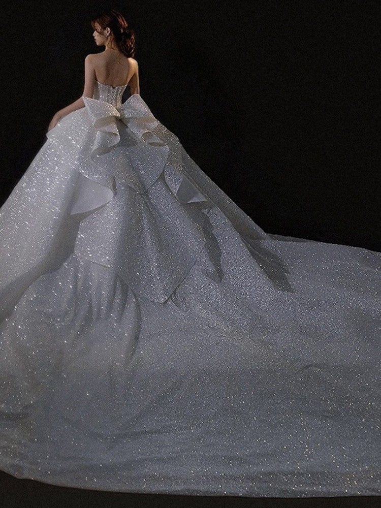 S0007H 2023 new bride summer heavy industry luxurious tube top big trailing fairy personality wedding dress