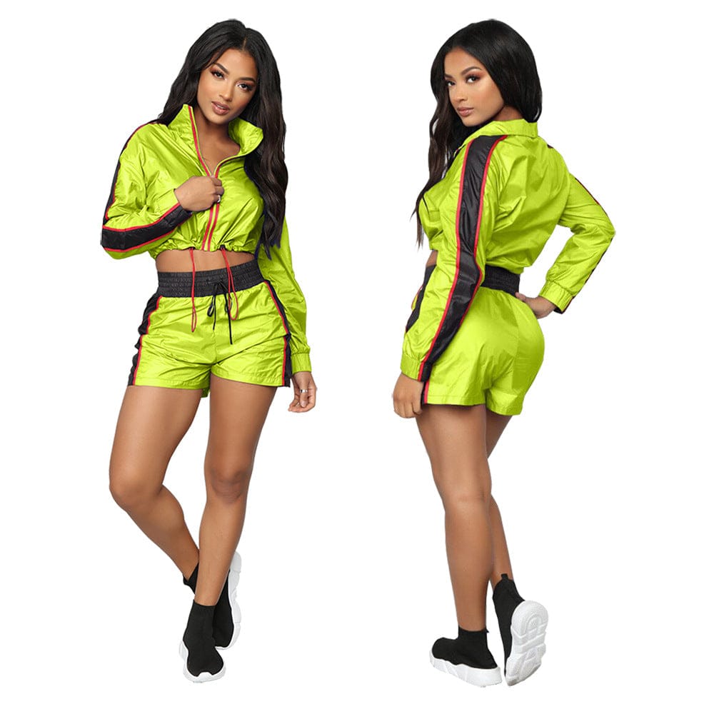 S3087 Women Casual Tracksuit Outwear Ladies Zip Jacket Shorts Fashion Training Tracksuit