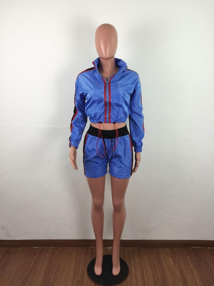 S3087 Women Casual Tracksuit Outwear Ladies Zip Jacket Shorts Fashion Training Tracksuit