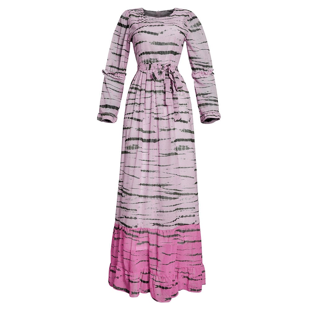 S355Q Women's Chiffon Two Piece Long Skirt Ruffle Dress