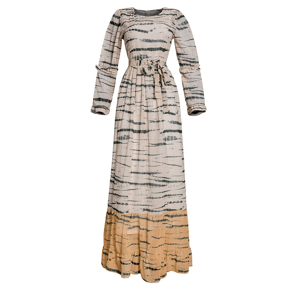 S355Q Women's Chiffon Two Piece Long Skirt Ruffle Dress