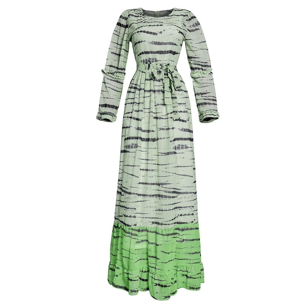 S355Q Women's Chiffon Two Piece Long Skirt Ruffle Dress
