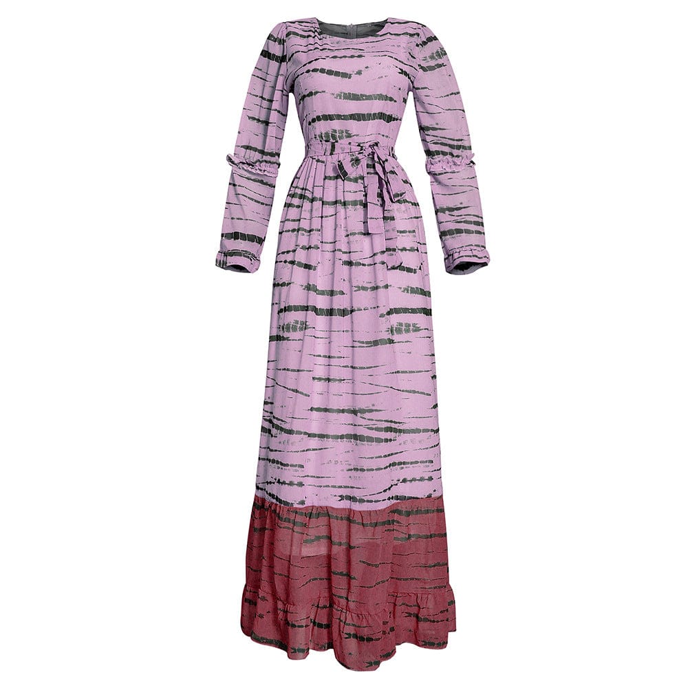 S355Q Women's Chiffon Two Piece Long Skirt Ruffle Dress