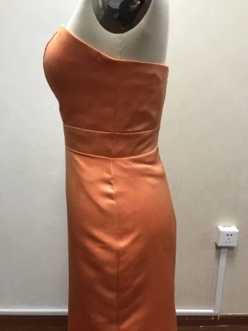 S4168F 2022 new high quality tube top long sexy slit thin banquet party dresses women evening elegance plus size