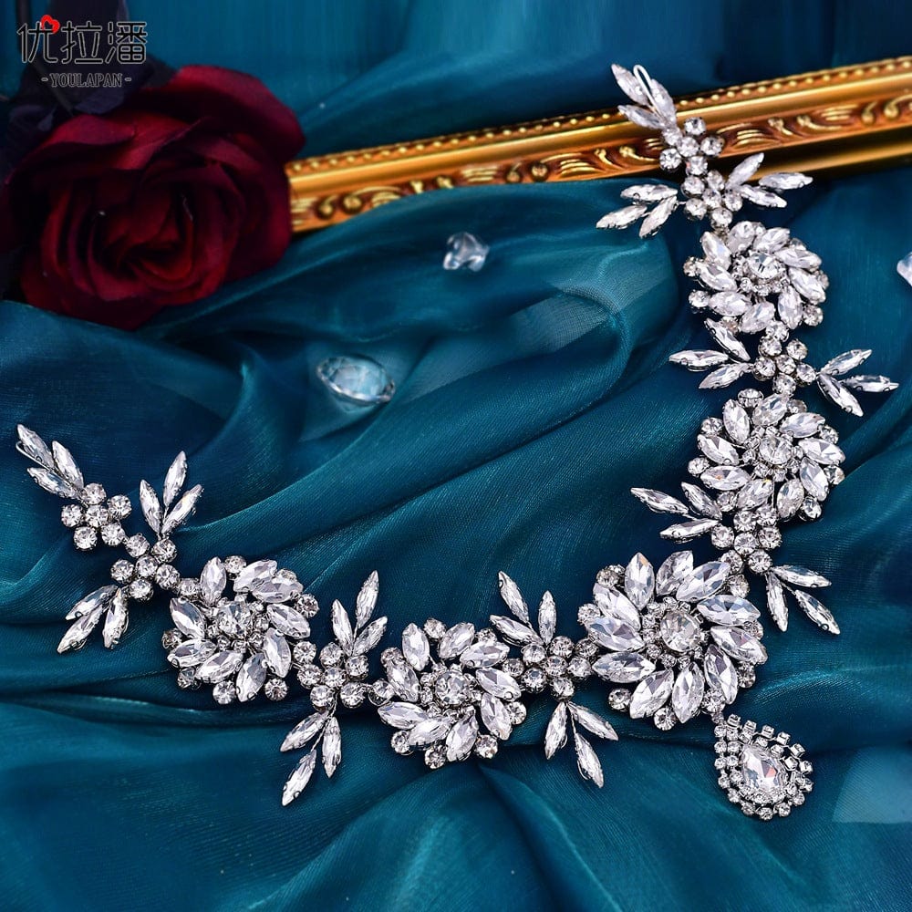 S4194F Bridal headdress heavy industry creative three-dimensional rhinestone flower headband tiara crown