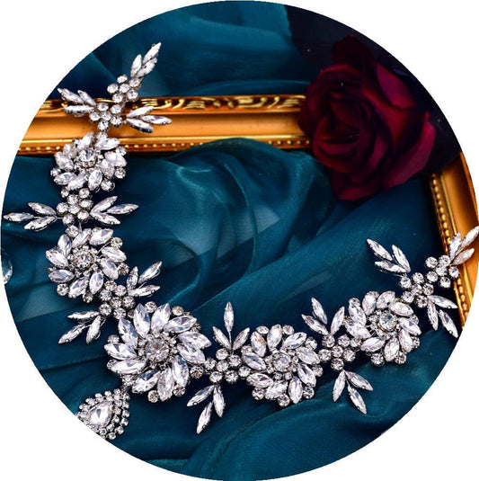 S4194F   Bridal headdress heavy industry creative three-dimensional rhinestone flower headband tiara crown
