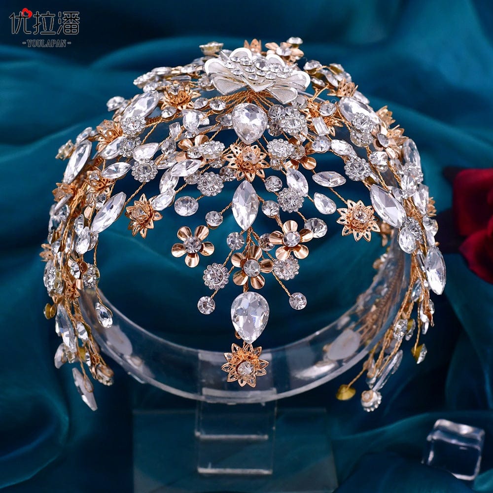 S4205F New wedding jewelry handmade bridal headwear diamond hair accessories pearl headband tiara crown