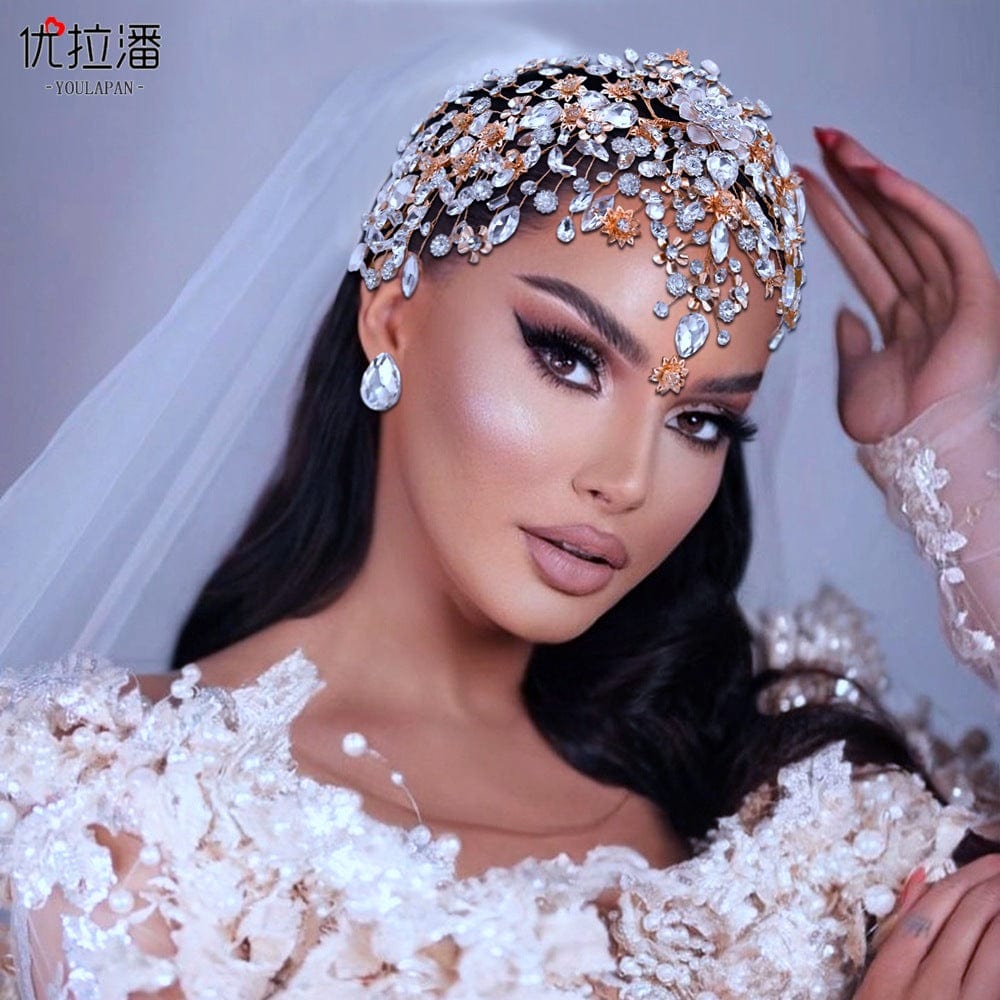 S4205F New wedding jewelry handmade bridal headwear diamond hair accessories pearl headband tiara crown