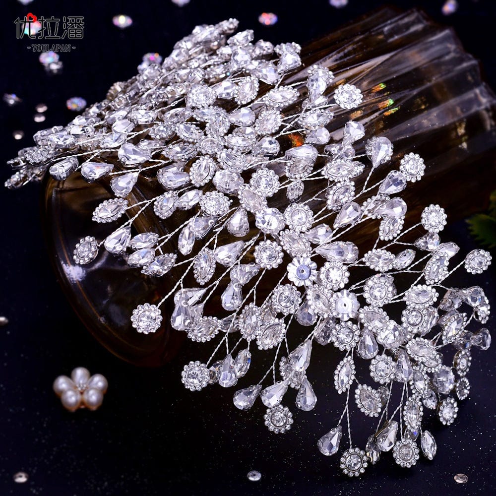 S4206F New Mesh Rhinestone Cross S-Bend Headgear Styling Bridal Forehead Hair Accessories wedding tiara