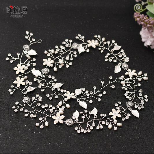 S4232F Bridal Hair Accessories Elegant Braided Extra Long Hairband Headwear tiara crown for girls