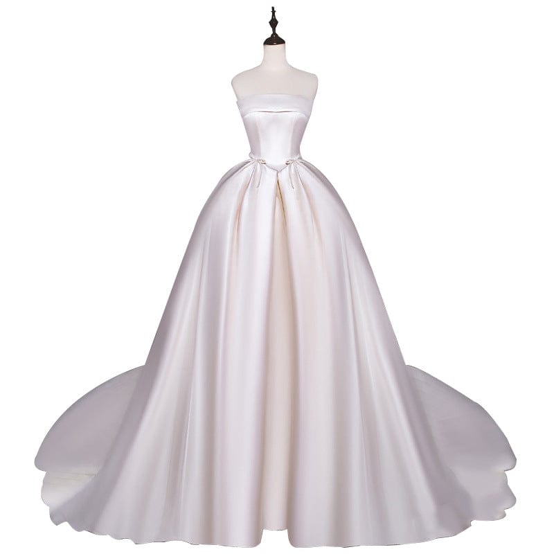S4248F 2022 High Quality Custom Satin Strapless Tail party women ball gown wedding dress