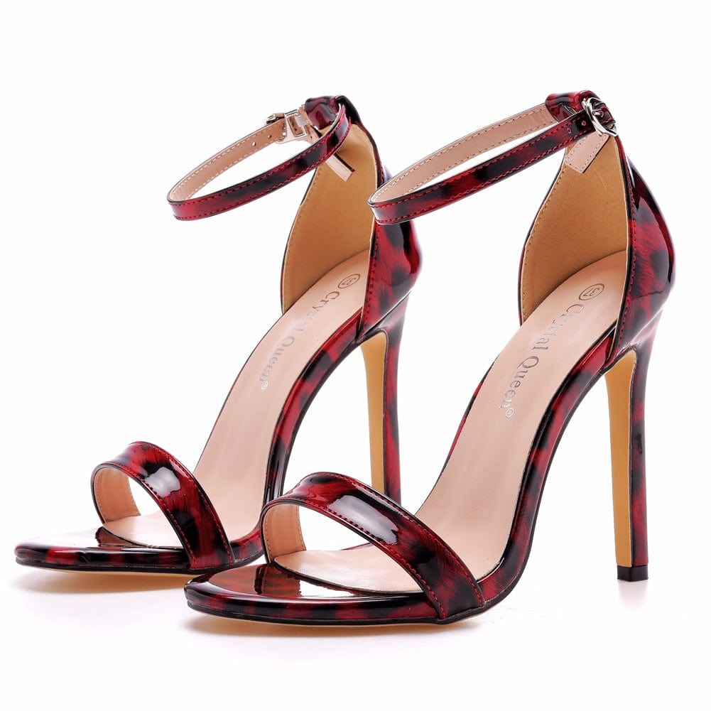 S4511F Plus Size Sexy Leopard Print High Heel Stiletto Fish Mouth Open Toe Bridal Wedding Shoes