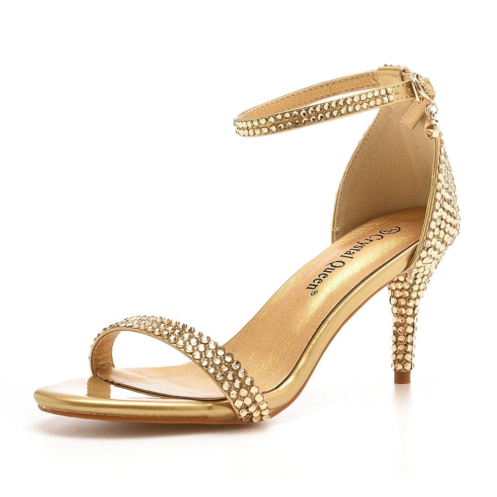 S4516F 7 cm temperament word with shallow mouth stiletto color diamond gold fish mouth bridal wedding shoes