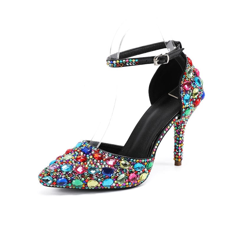 S4643F New women's low-top pointed fashion bag princess student color-block mid-heel shoes party heels wedding