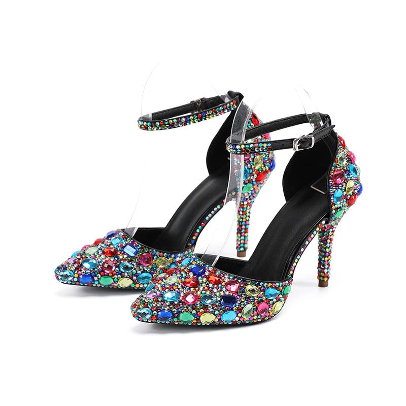 S4643F New women's low-top pointed fashion bag princess student color-block mid-heel shoes party heels wedding