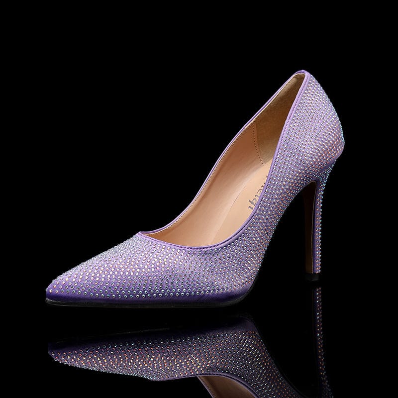 S4656F    New style high-heeled temperament rhinestone pointed toe ironed diamond stiletto women's wedding shoes