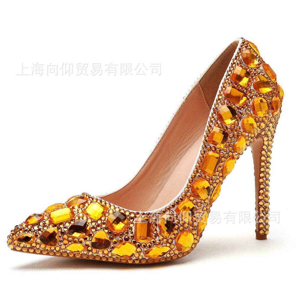 S4822F Elegant 11cm crystal banquet sexy super high heel fashion luxury rhinestone wedding heels for bride shoes