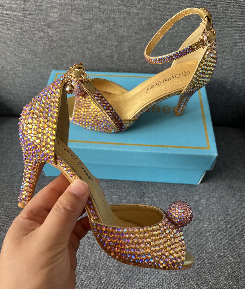 S4826F    High Quality 7cm Fish Mouth High Heel Shallow Mouth Buckle Large Size women gold wedding shoes