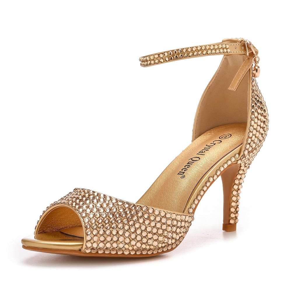 S4827F High-quality customized 7cm fish mouth l shallow mouth buckle with large size round toe shoes women party heels wedding