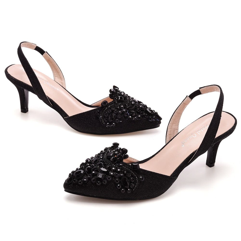 S4829F High quality custom 6cm shallow mouth pointy toe discoloration cloth stiletto large size banquet girls wedding shoes